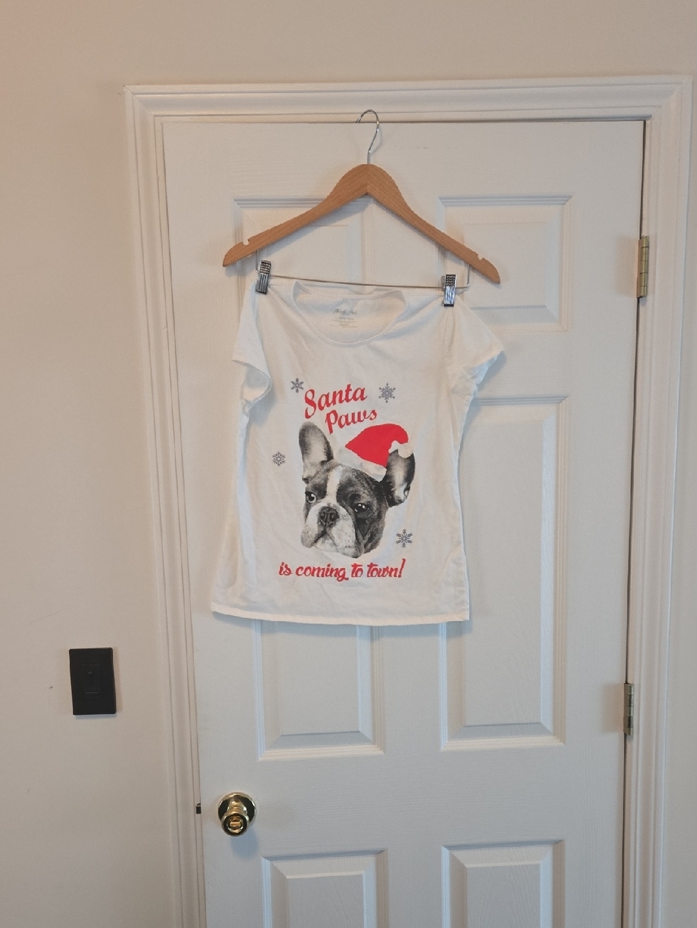 Women's White 'Santa Paws' Short Sleeve Tee